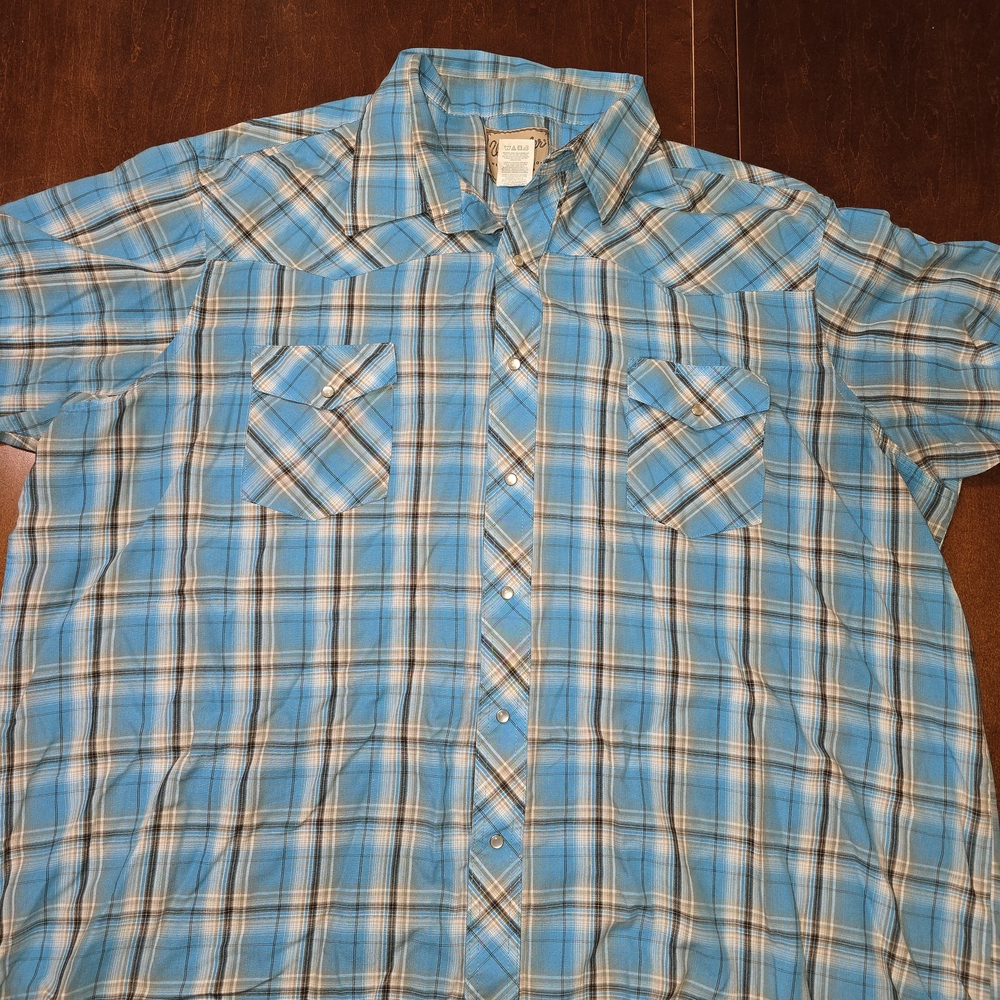 Wrangler Men's Turquoise Plaid Button Down Shirt